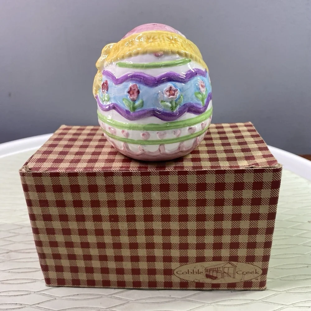 Cobble Creek Easter Egg Salt‎ Or Pepper Shaker pink purple yellow w/box-only 1